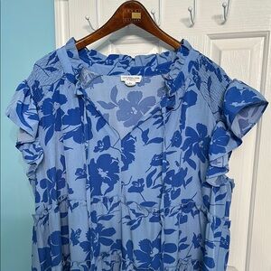 Chic Soul Blue Ruffled Midi Dress